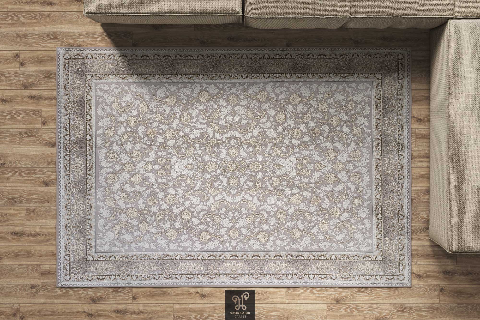 1200 reeds carpet Highbulk - Goldsmith yarn - silver carpet- PARIMAH silver carpet