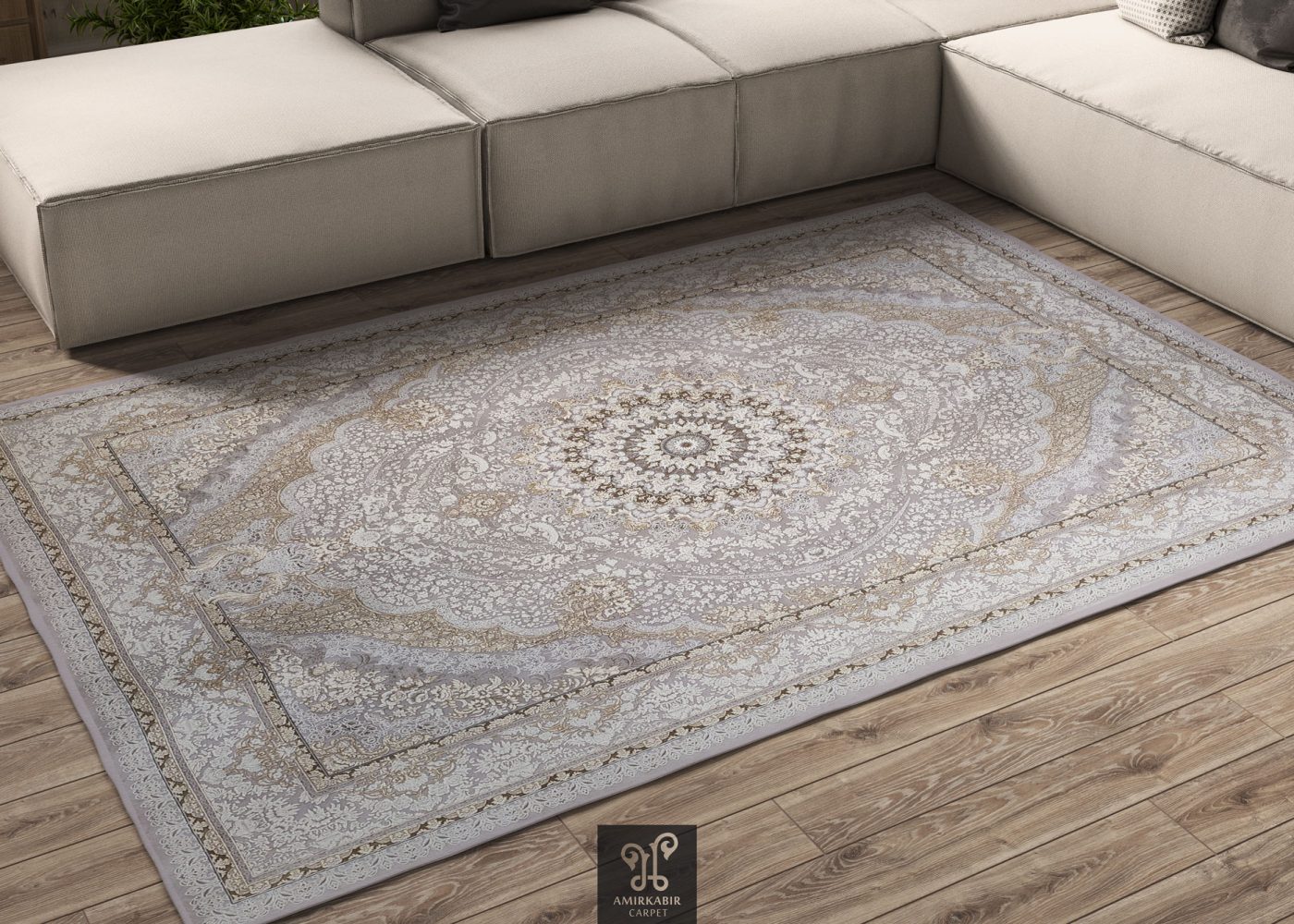 1200 reeds carpet Highbulk - Goldsmith yarn - silver carpet- PARVANE silver carpet