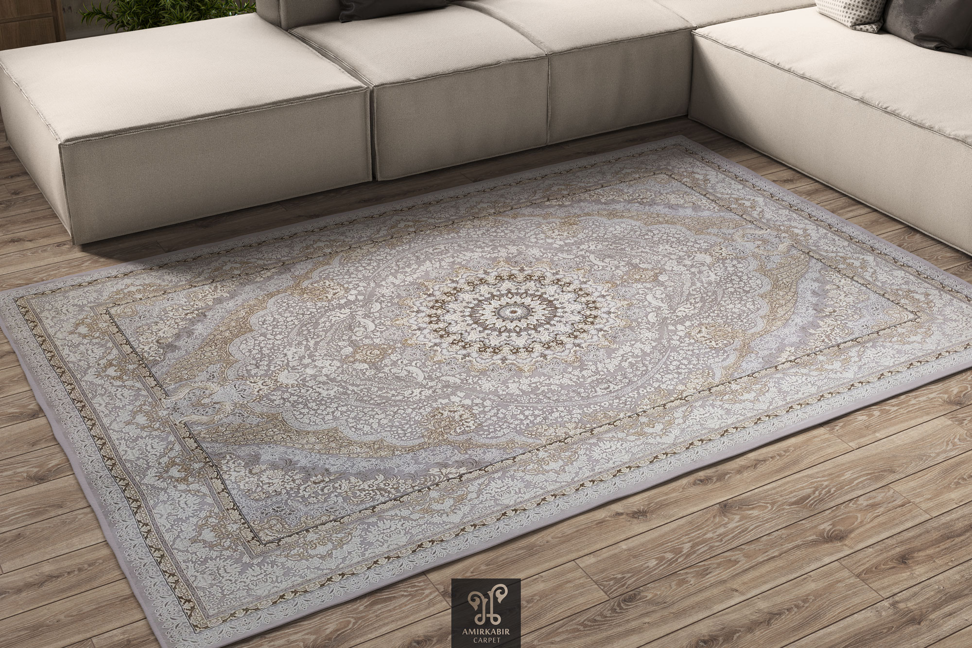 1200 reeds carpet Highbulk - Goldsmith yarn - silver carpet- PARVANE silver carpet